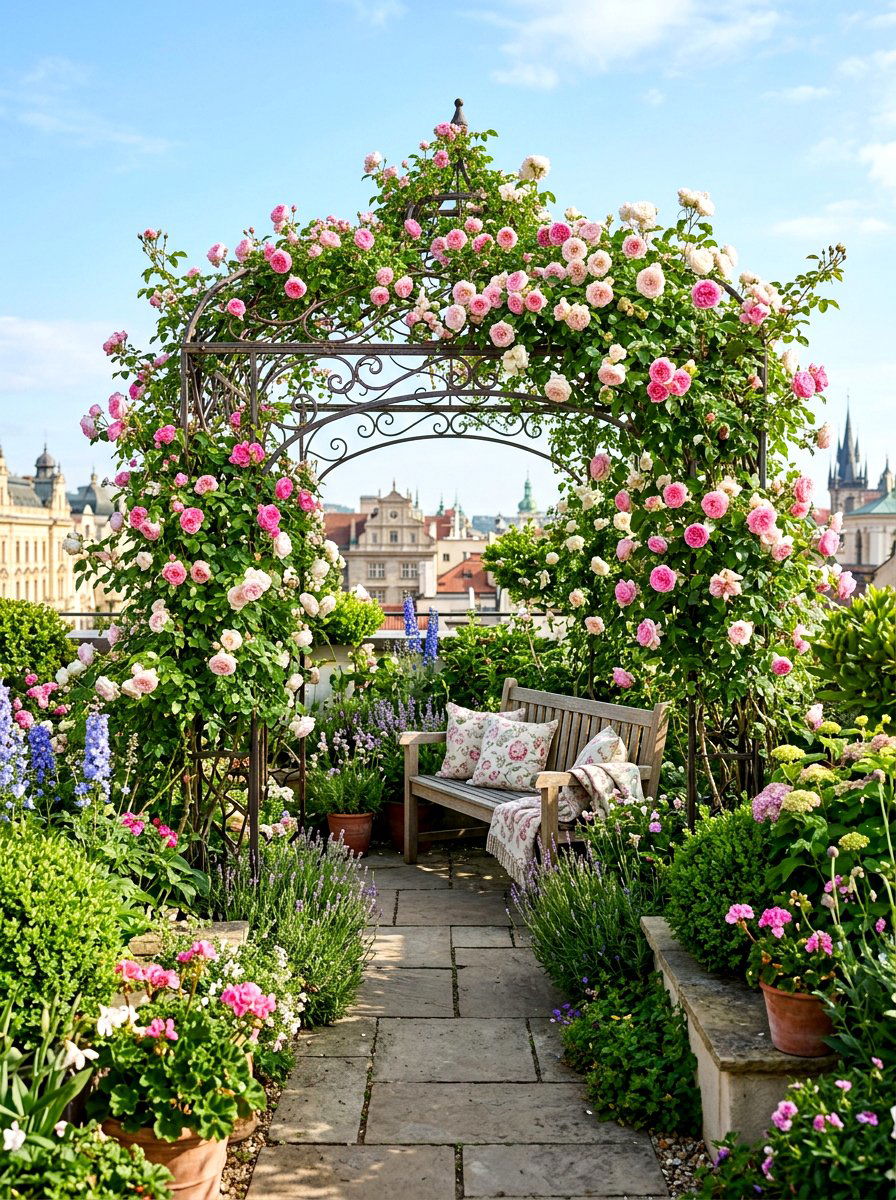 Rooftop Trellis System - 30 rooftop patio garden ideas