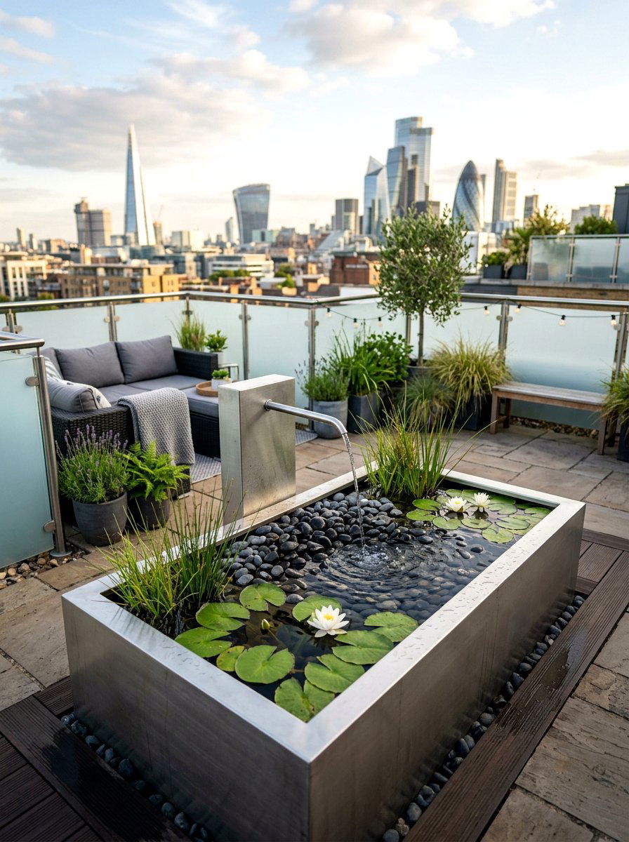 Rooftop Water Feature - 30 rooftop patio ideas
