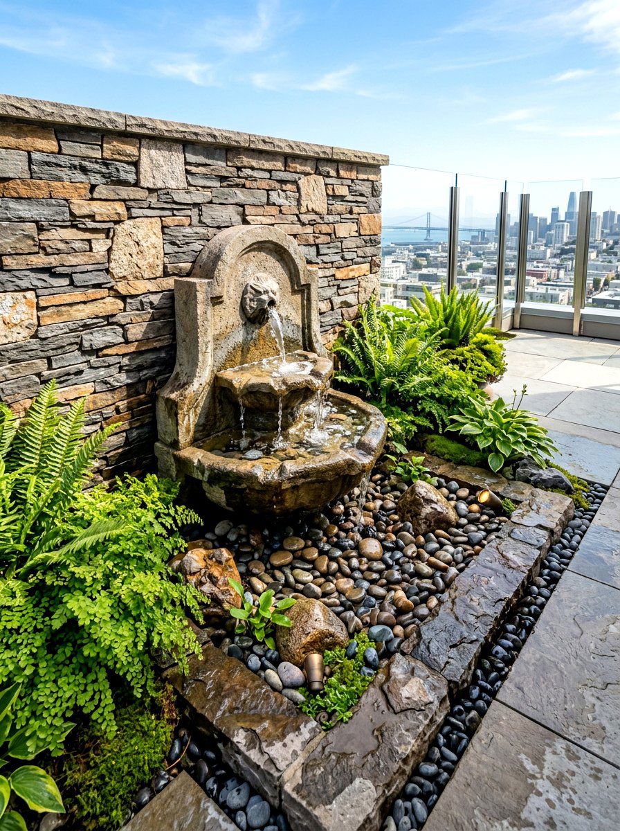 Rooftop Water Feature - 30 rooftop patio lounge ideas aesthetic