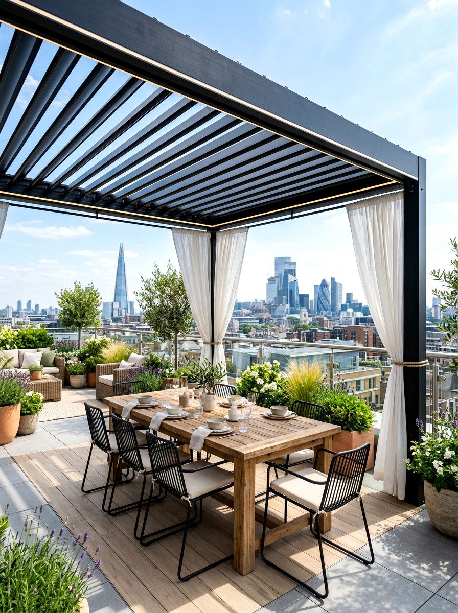 Rooftop With Pergola - 30 rooftop patio lounge ideas aesthetic