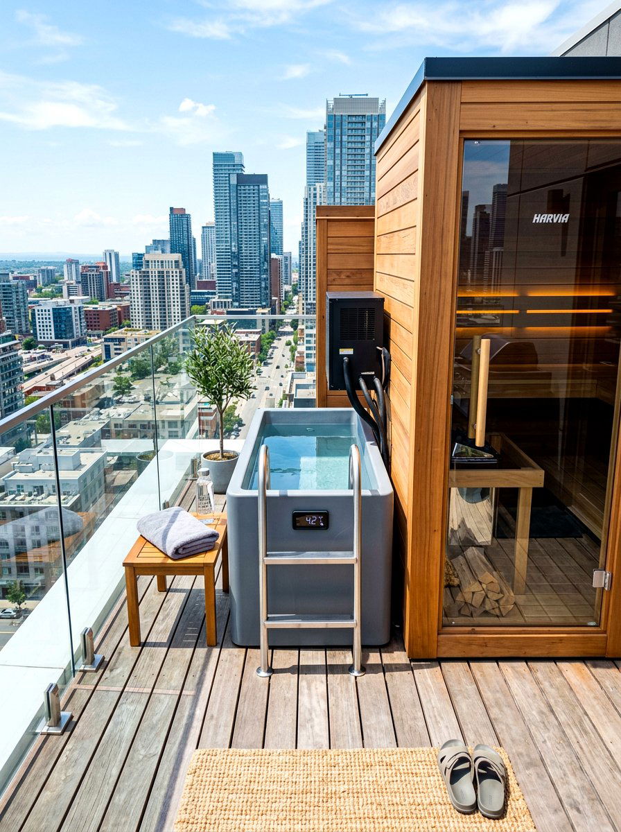 Rooftop contrast therapy deck - 30 contrast therapy room ideas