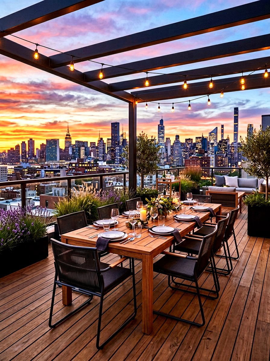 Rooftop deck dining area - 30 rooftop deck lounge ideas
