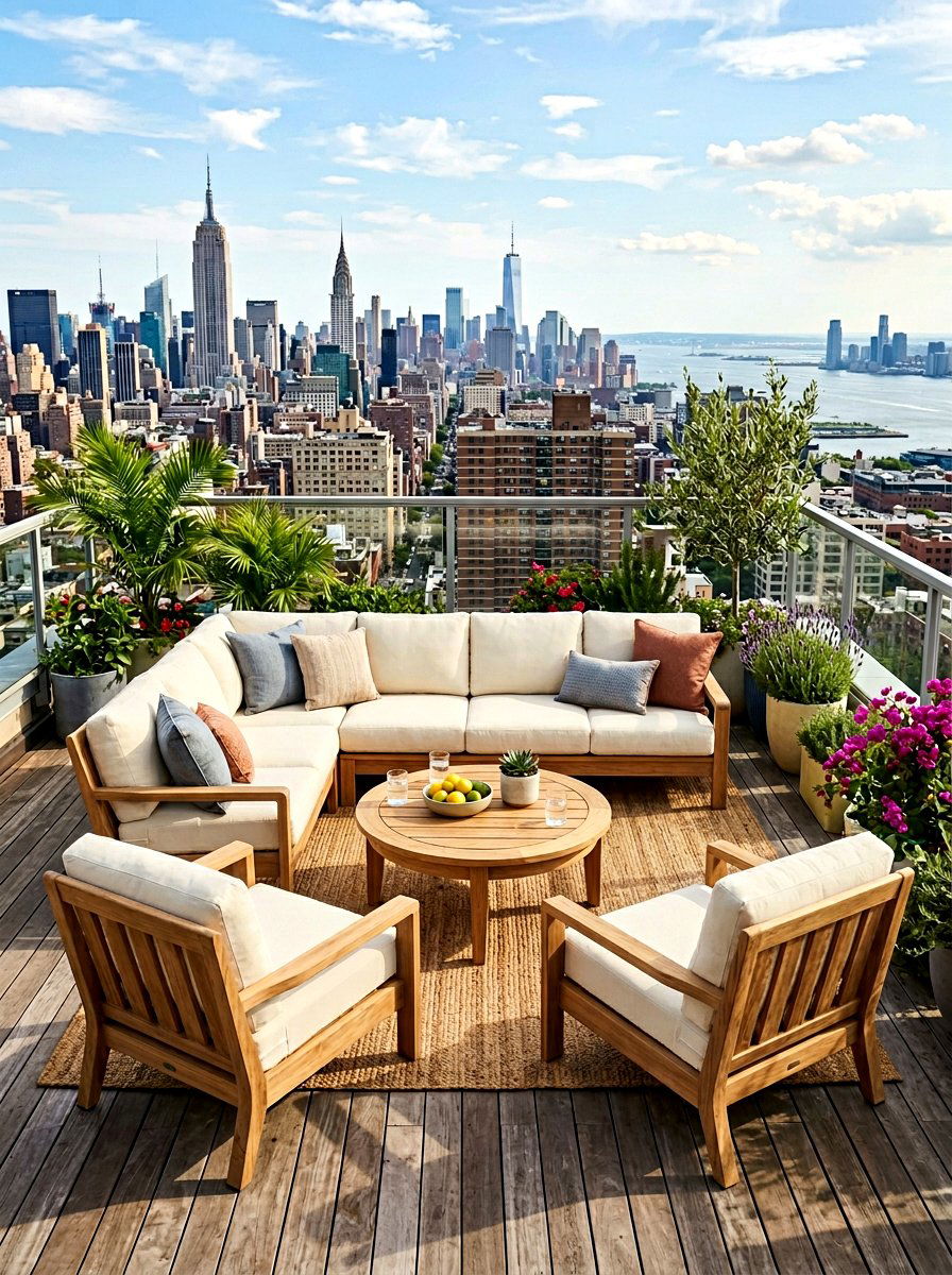 Rooftop deck furniture set - 30 rooftop deck lounge ideas