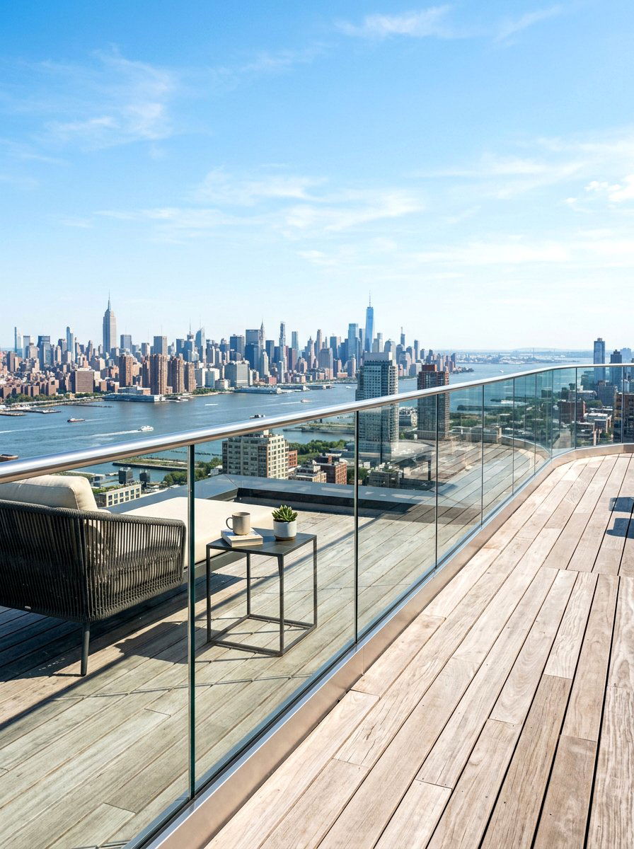 Rooftop deck glass railing - 30 rooftop deck lounge ideas