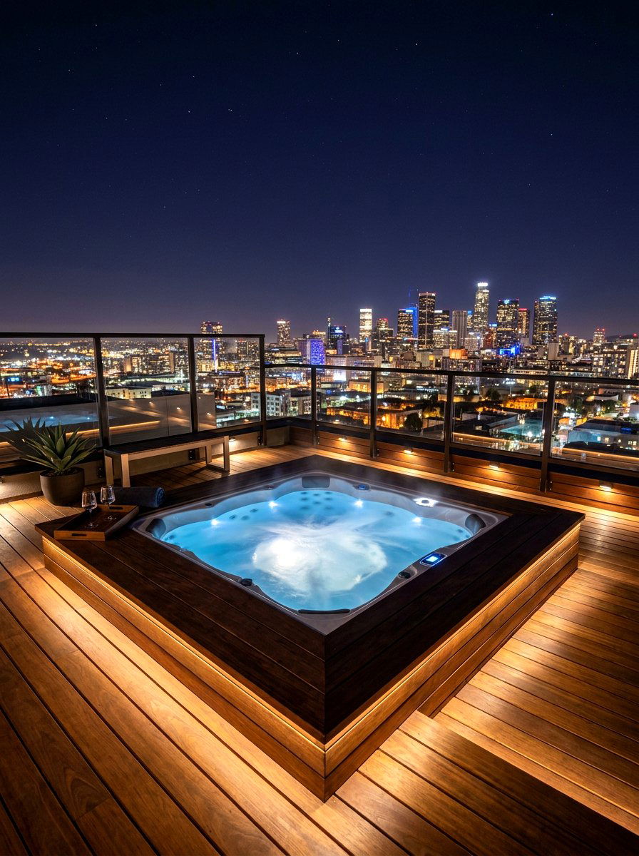 Rooftop deck hot tub - 30 rooftop deck lounge ideas