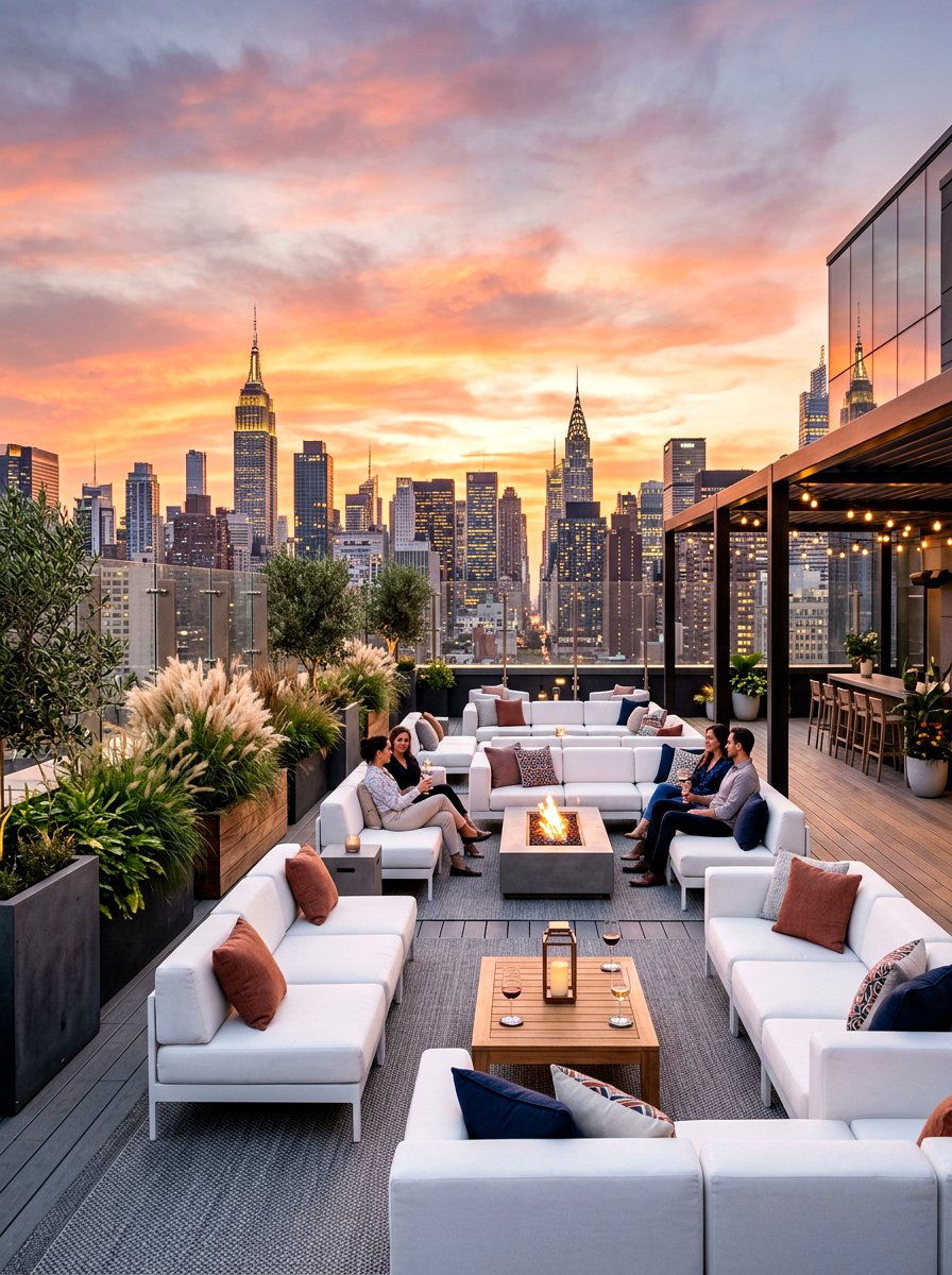 Rooftop deck lounge - 30 backyard club lounge ideas