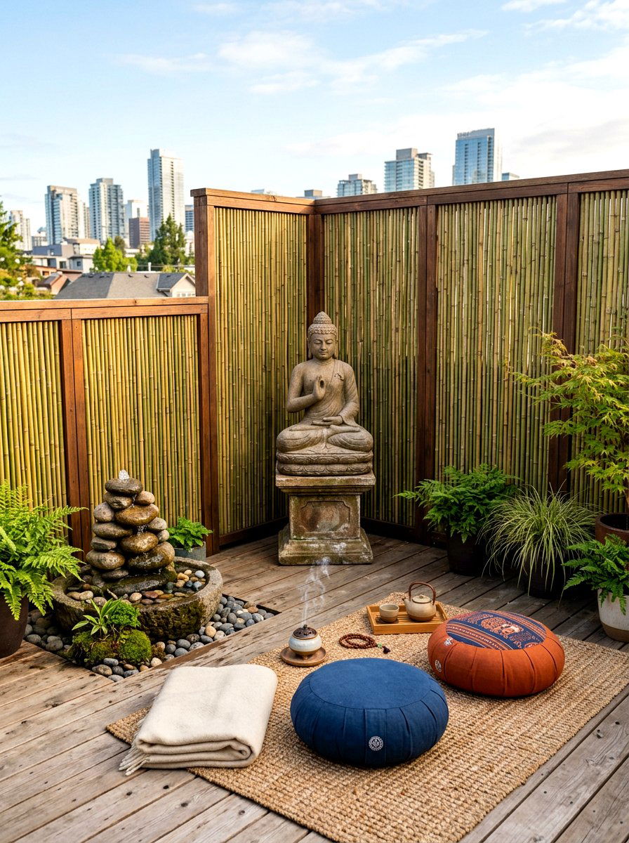 Rooftop deck meditation corner - 30 rooftop deck lounge ideas