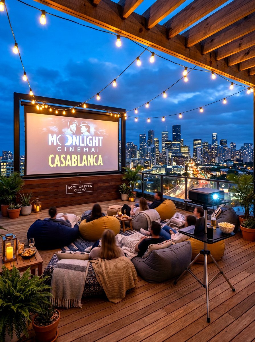 Rooftop deck movie screen - 30 rooftop deck lounge ideas