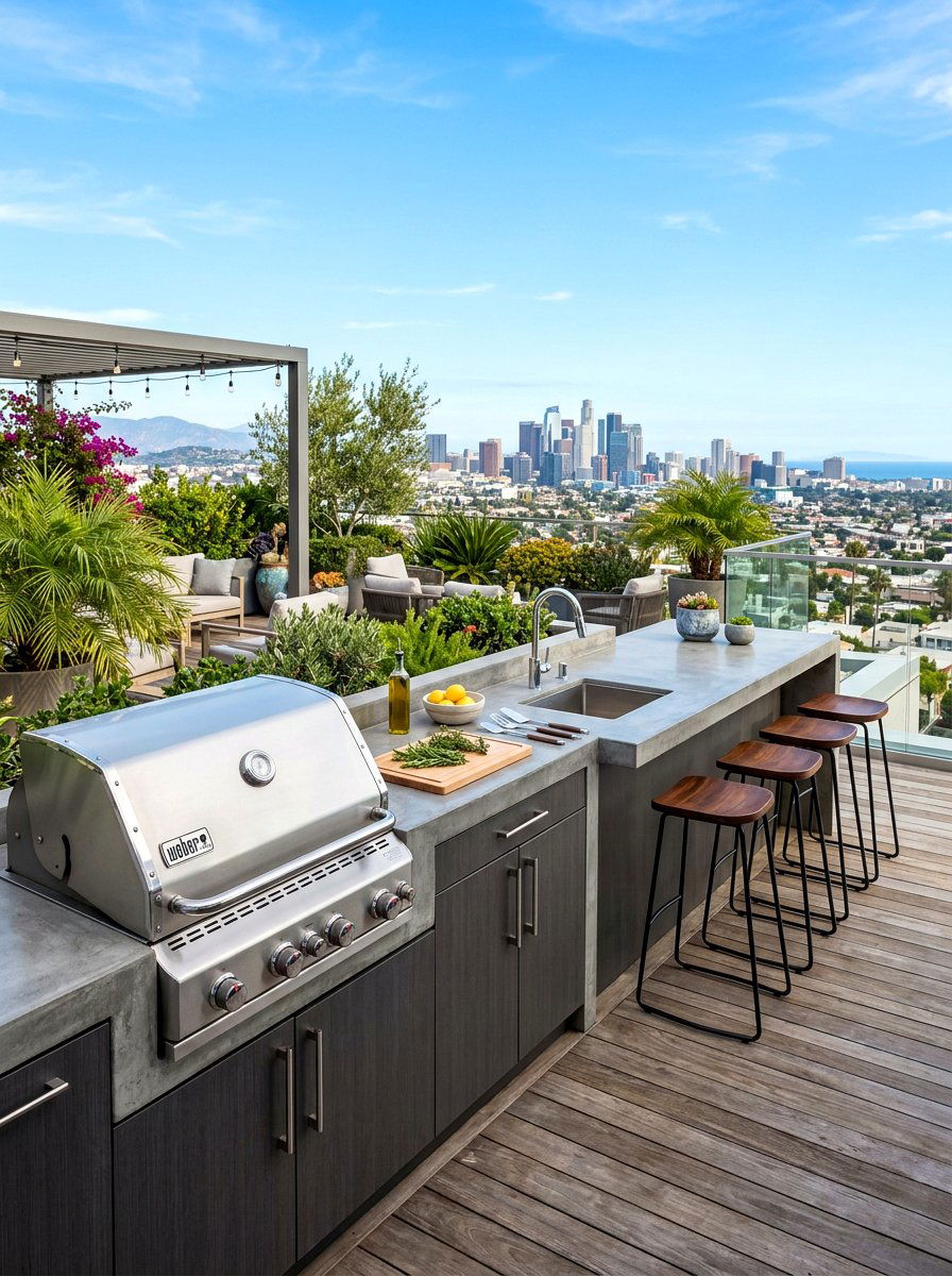 Rooftop deck outdoor kitchen - 30 rooftop deck lounge ideas
