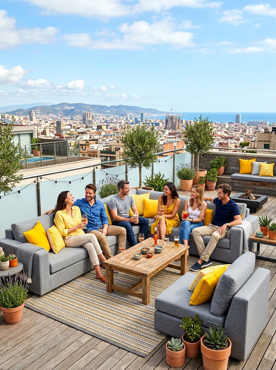 Rooftop deck sectional sofa - 30 rooftop deck lounge ideas
