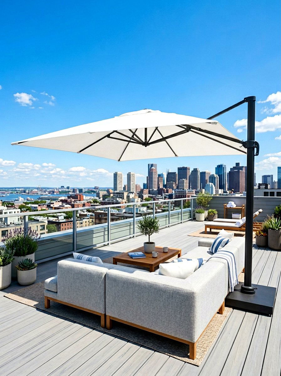 Rooftop deck umbrella - 30 rooftop deck lounge ideas