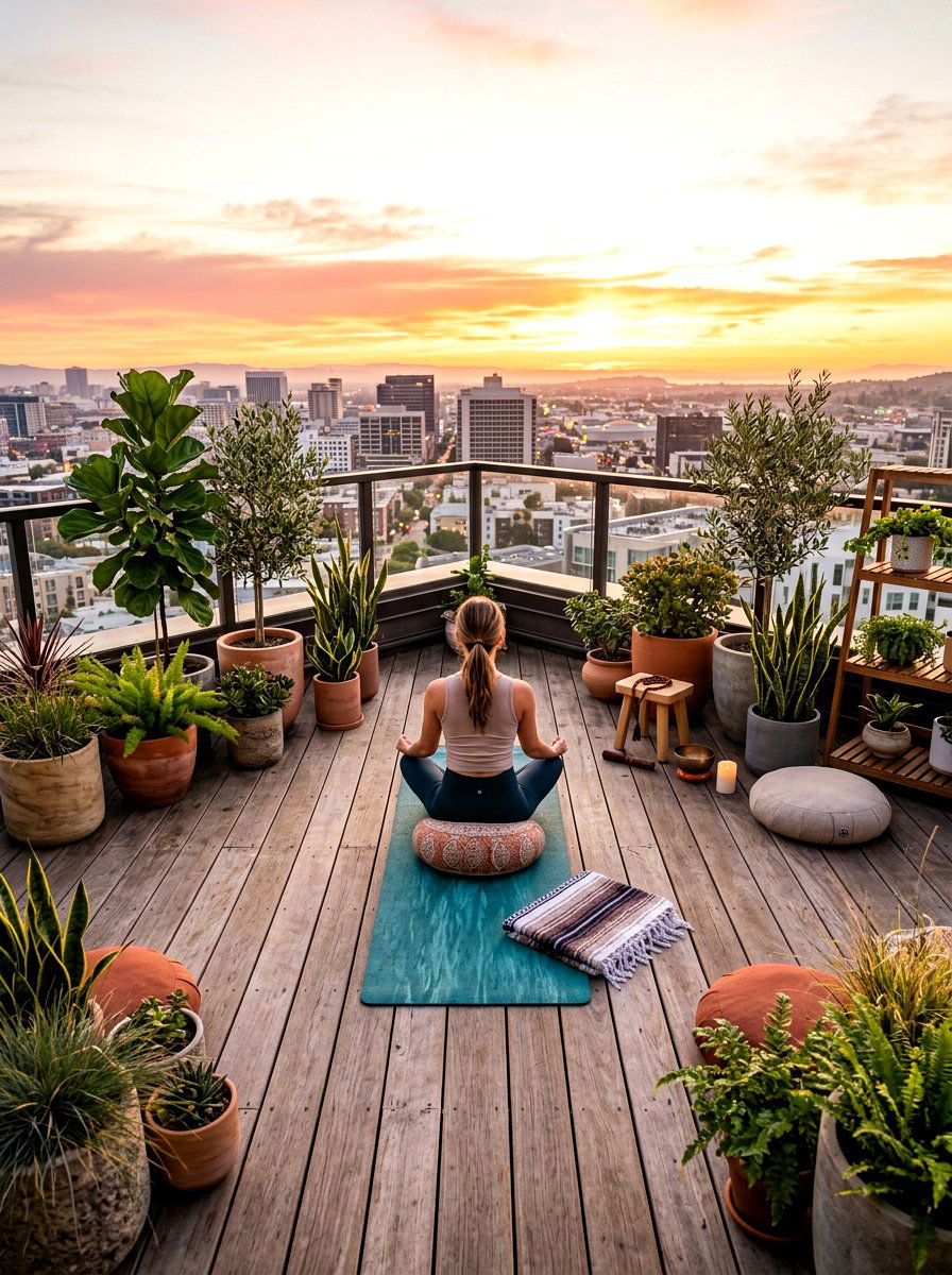 Rooftop deck yoga space - 30 rooftop deck lounge ideas