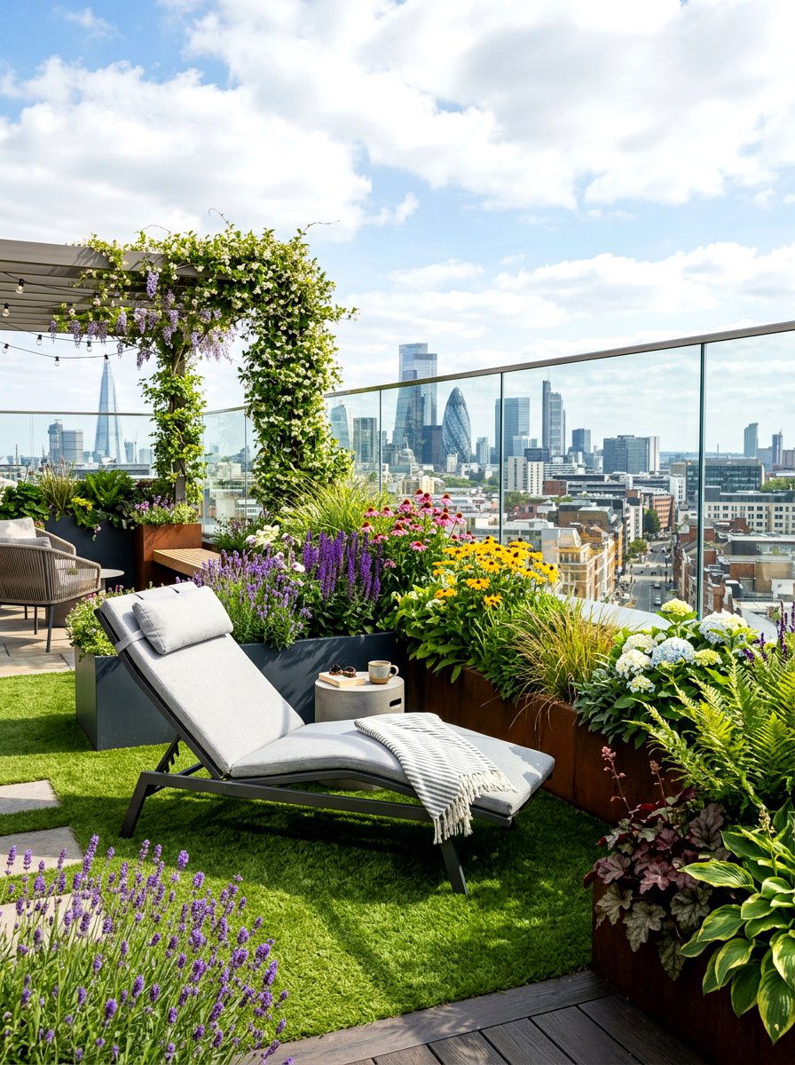 Rooftop garden space - 30 outdoor reading garden ideas