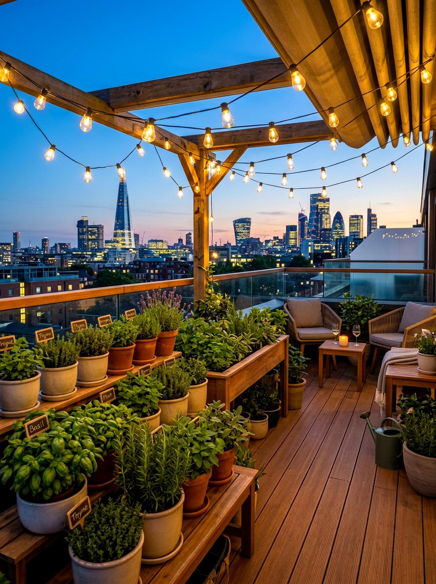 Rooftop herb garden lights - 30 rooftop herb garden ideas