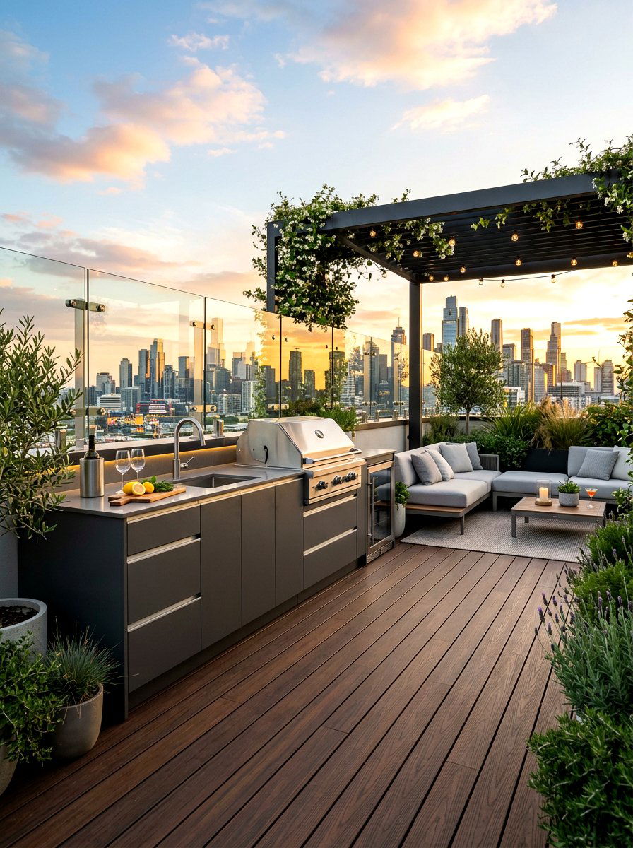 Rooftop outdoor kitchen deck - 30 alfresco kitchen ideas