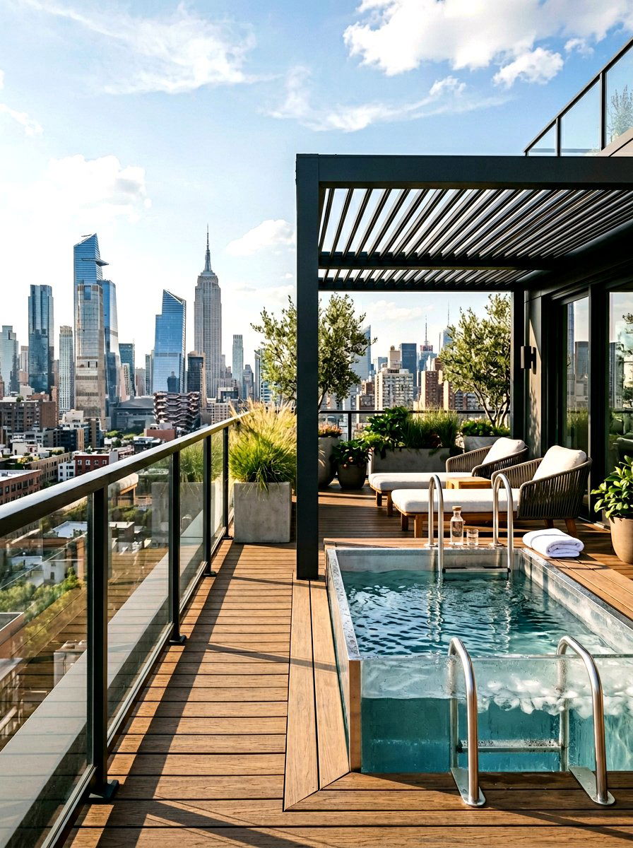 Rooftop terrace cold plunge - 30 cold plunge room ideas