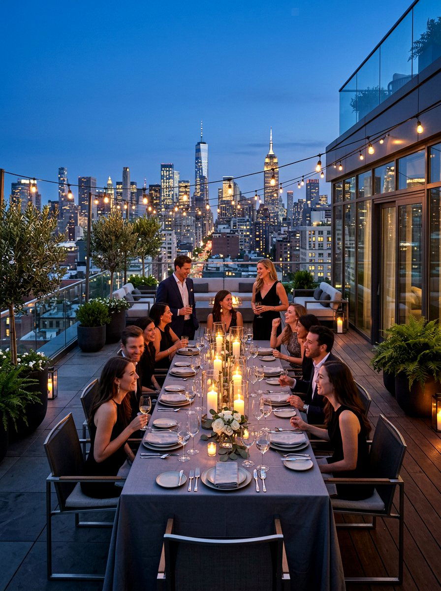 Rooftop terrace dinner party - 30 romantic dinner party ideas at home