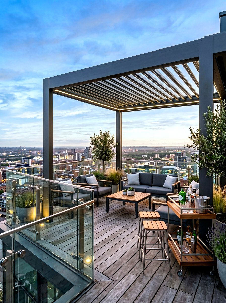 Rooftop terrace louvered pergola - 30 louvered pergola ideas