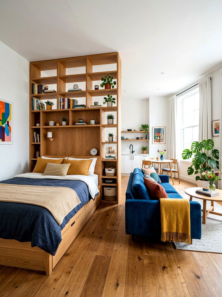 Room Divider Storage Bed - 30 storage bed apartment ideas