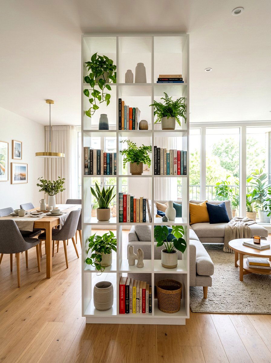Room divider bookshelf - 30 room zoning furniture layout ideas