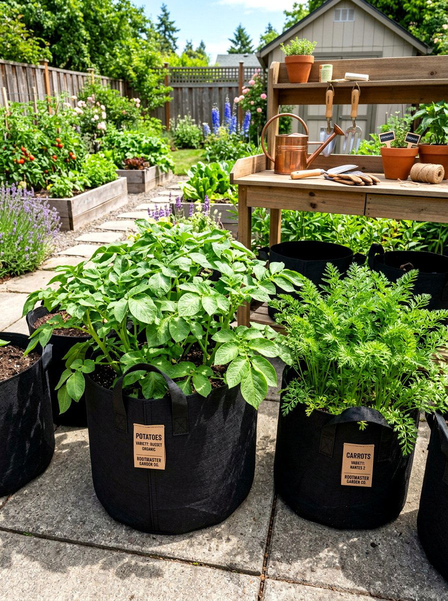 Root Vegetable Bag - 30 edible patio garden ideas