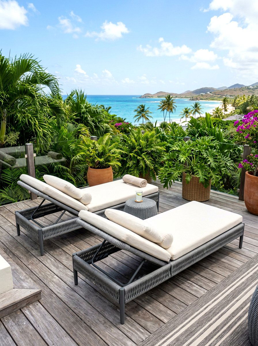 Rope Chaise Pair - 30 chaise pair patio ideas