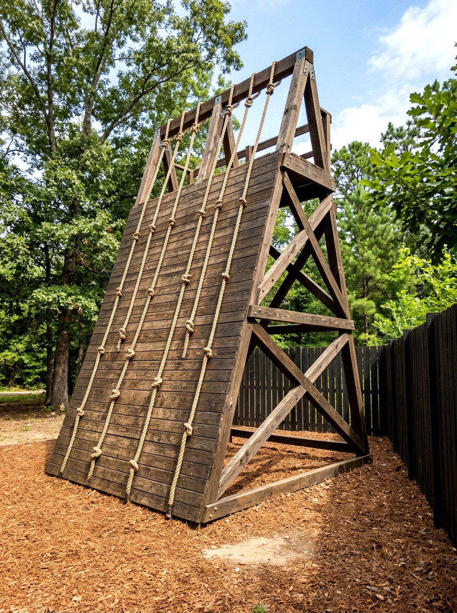 Rope Climbing Wall - 30 backyard obstacle course ideas