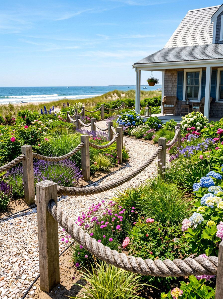 Rope Garden Border - 30 flower bed edging ideas