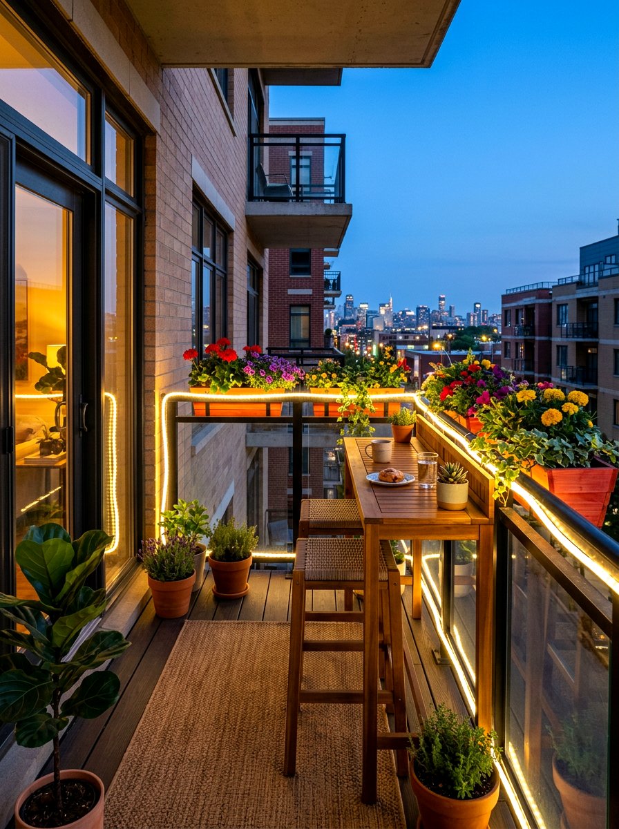 Rope Lights - 30 apartment patio lighting ideas