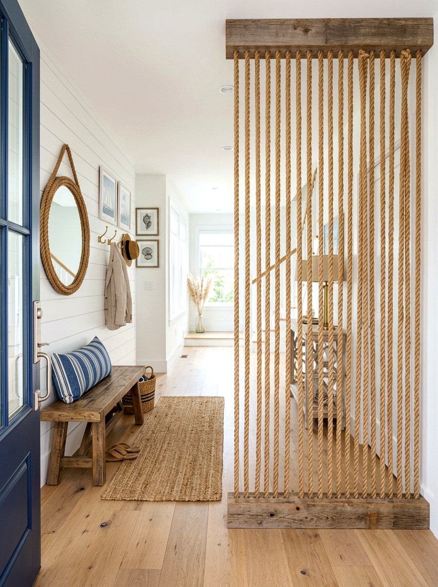 Rope Partition Wall - 30 freestanding privacy panel ideas