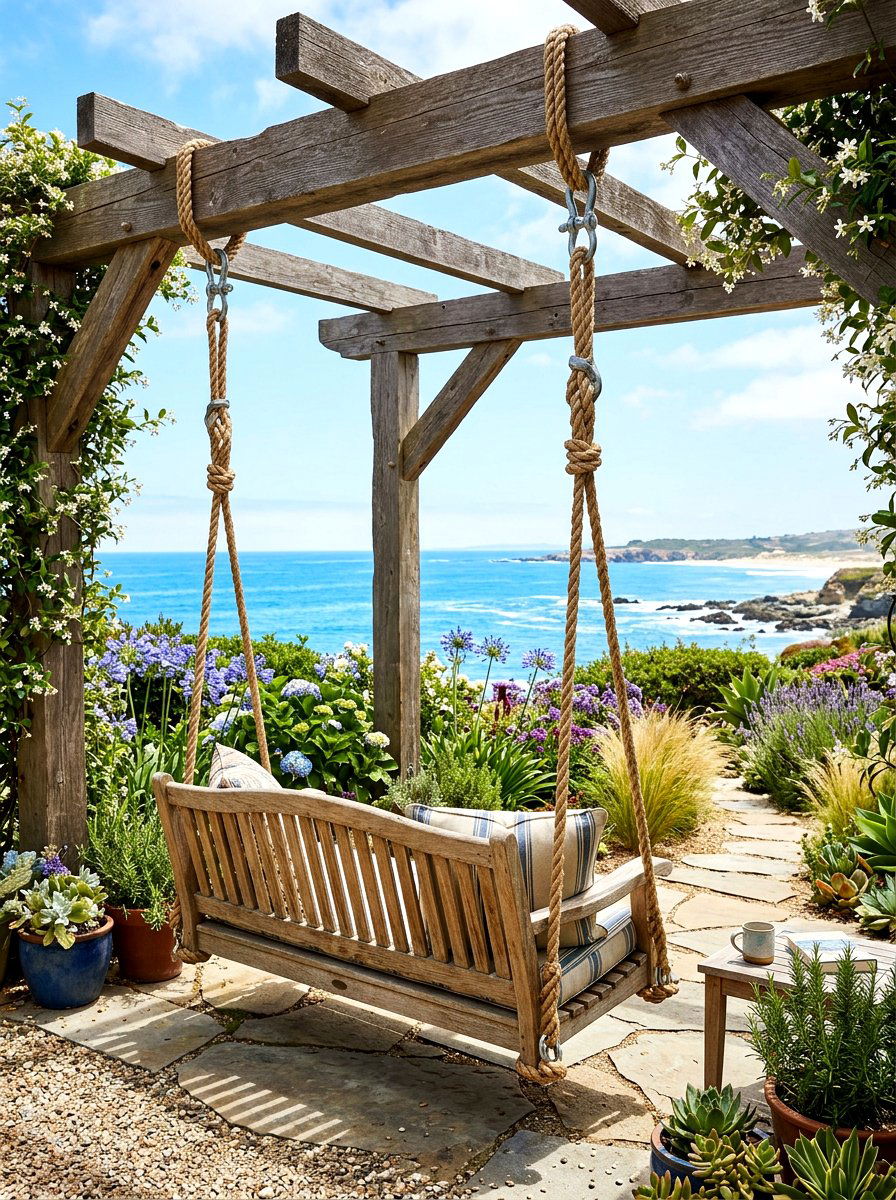 Rope Pergola Swing - 30 pergola with swings ideas