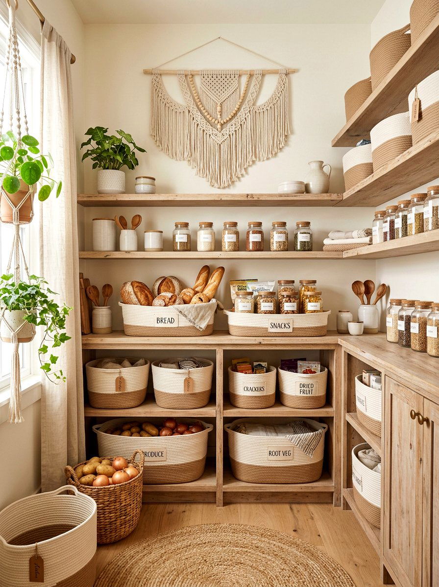 Rope Weave Baskets - 30 pantry basket organization ideas
