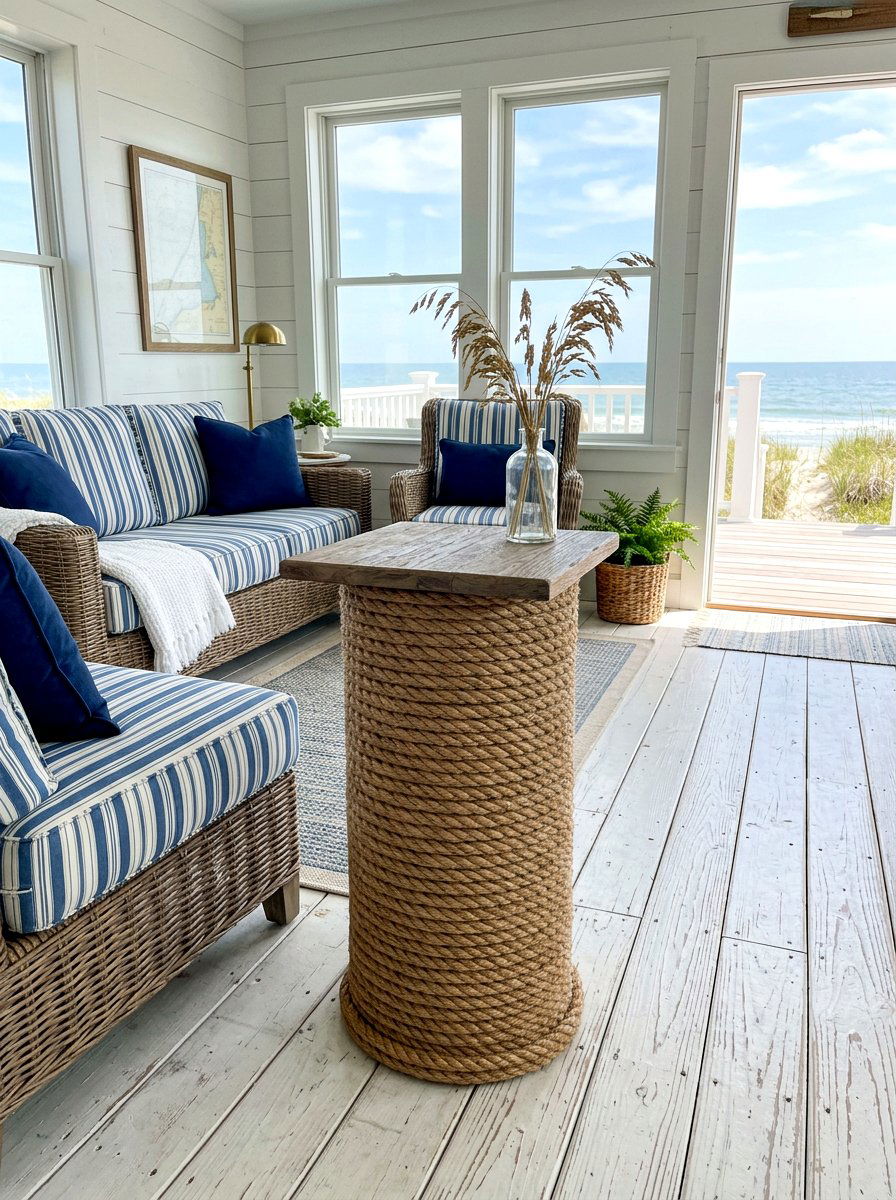 Rope Wrapped Base - 30 patio umbrella base styling ideas