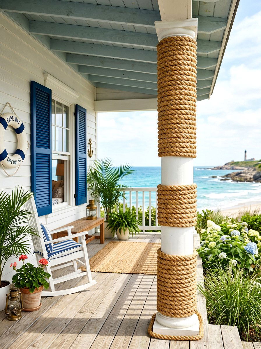 Rope Wrapped Column - 30 porch columns decor ideas