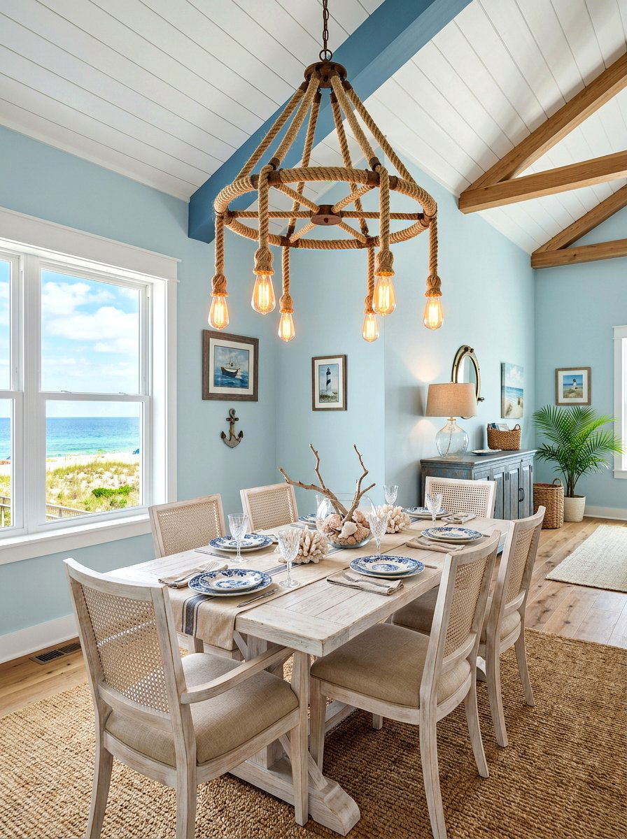 Rope Wrapped Light - 30 dining room lighting ideas