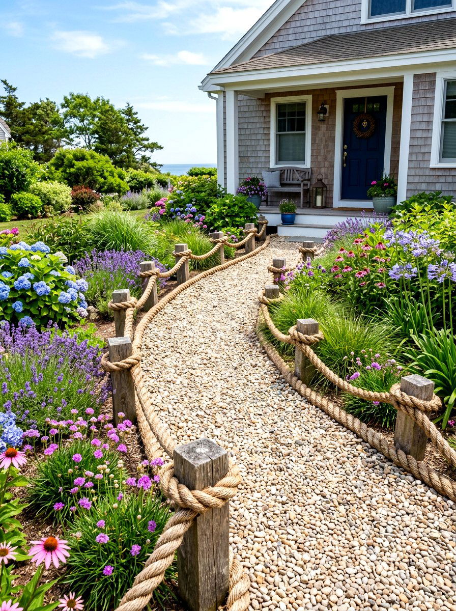 Rope garden edging - 30 front yard edging ideas