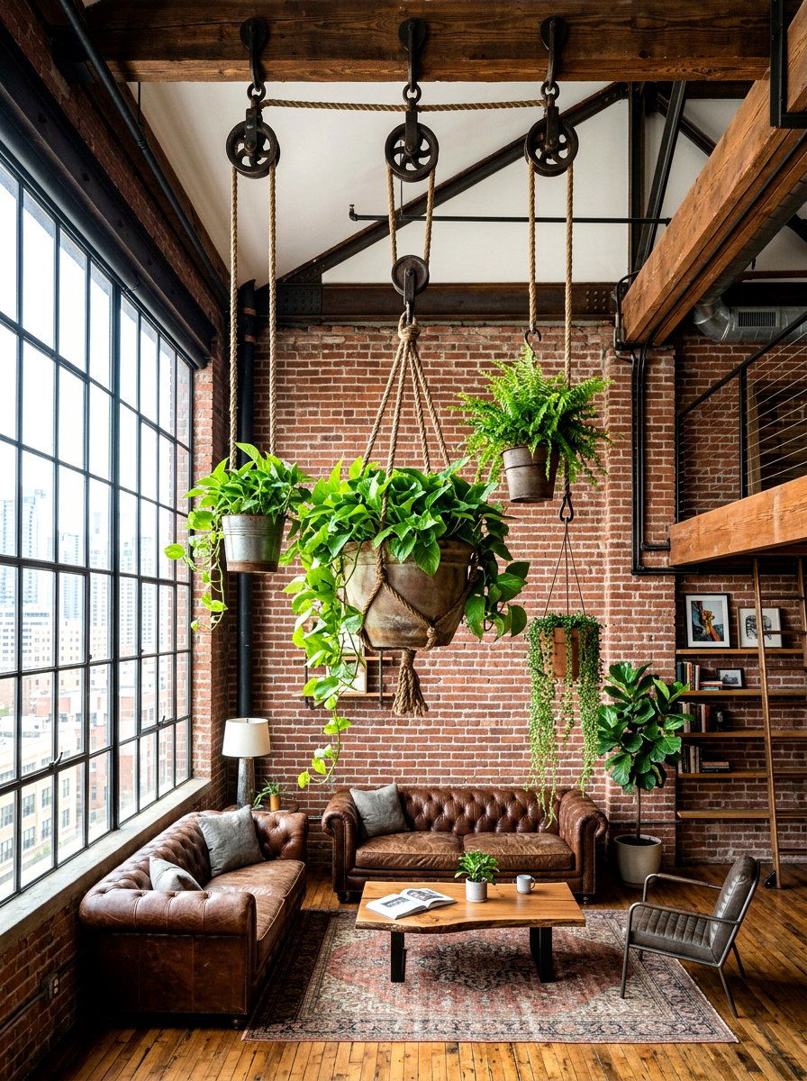 Rope pulley system - 30 hanging planter ideas