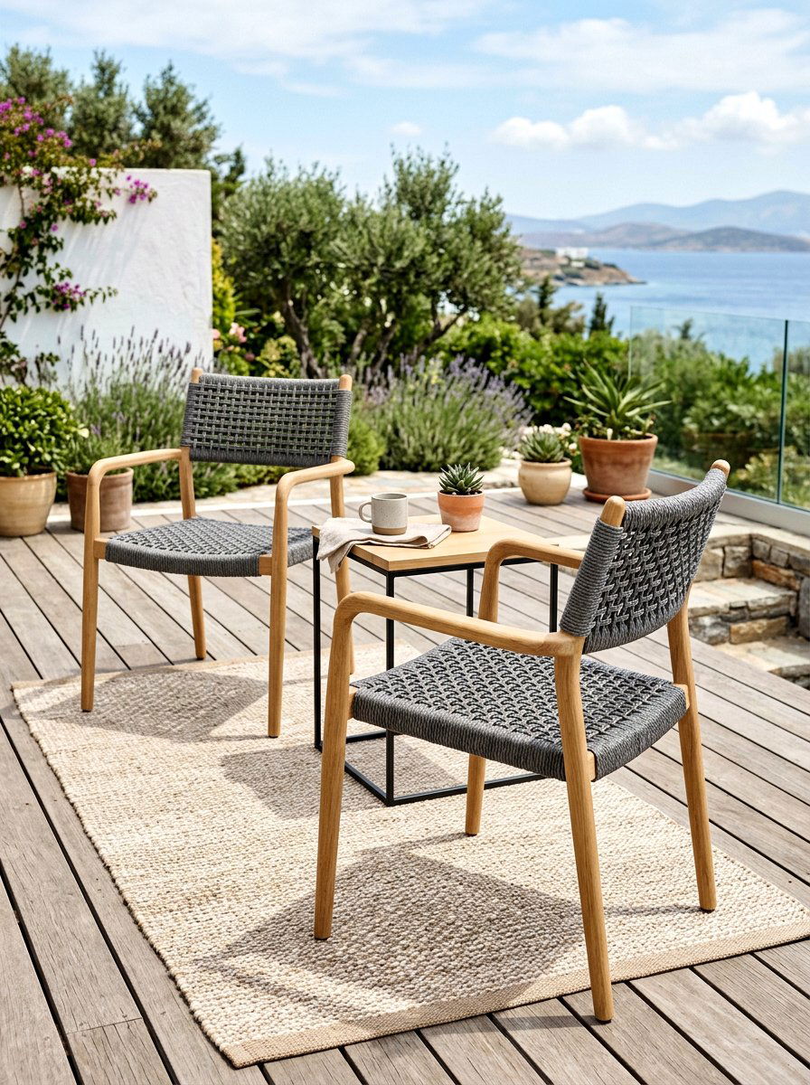 Rope weave bistro chair - 30 bistro chair patio ideas