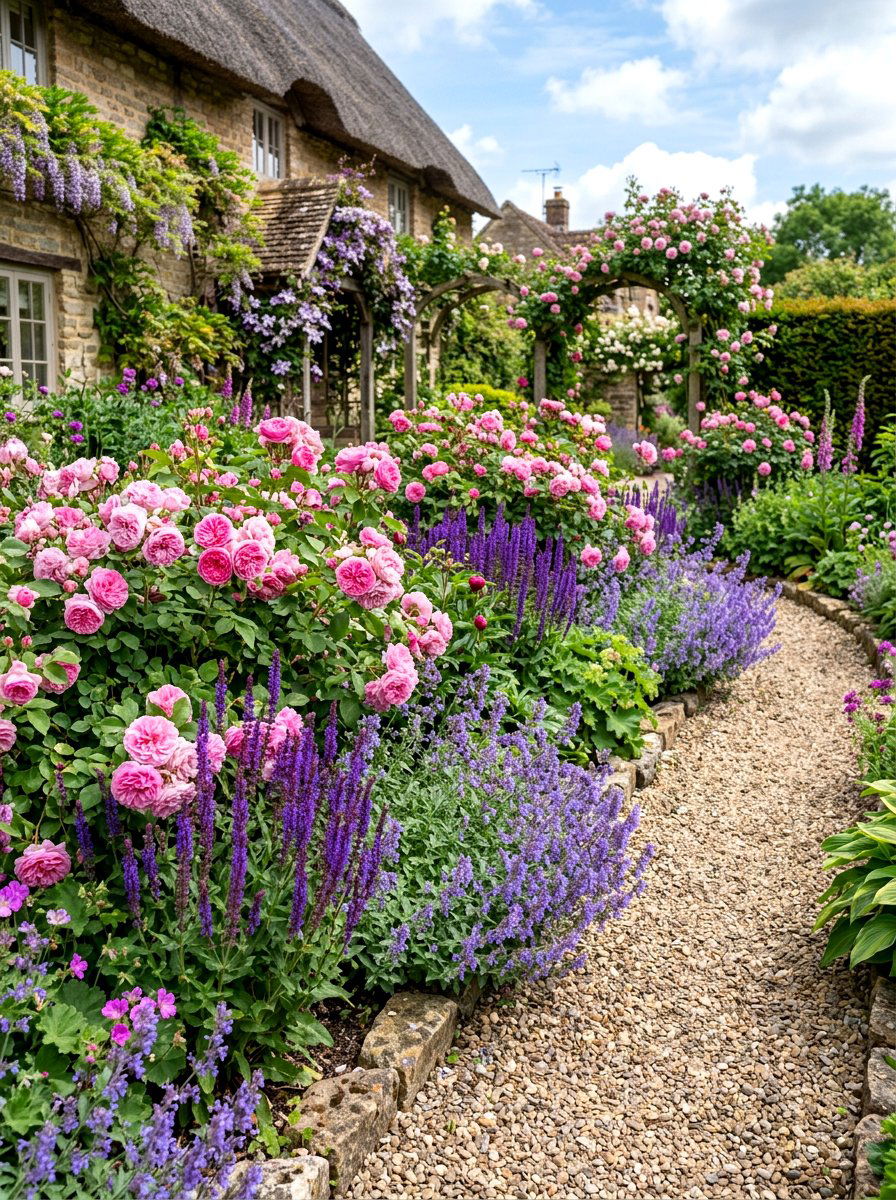 Rose And Perennial Border - 30 mixed border garden ideas