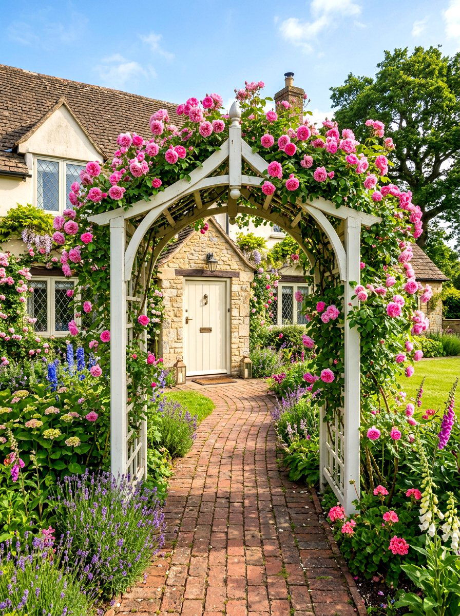 Rose Arbor - 30 house entrance landscaping ideas