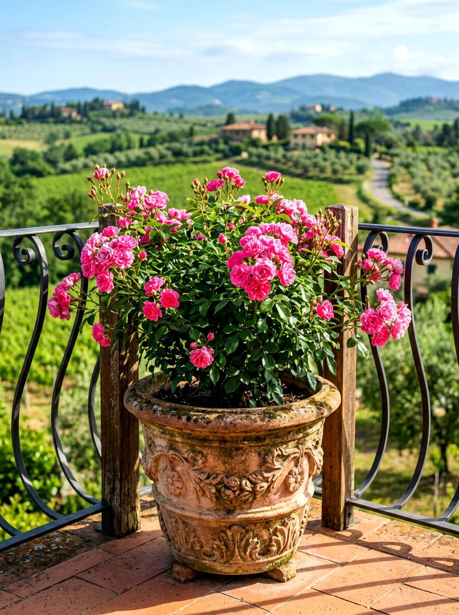 Rose Bush Container - 30 balcony container garden ideas