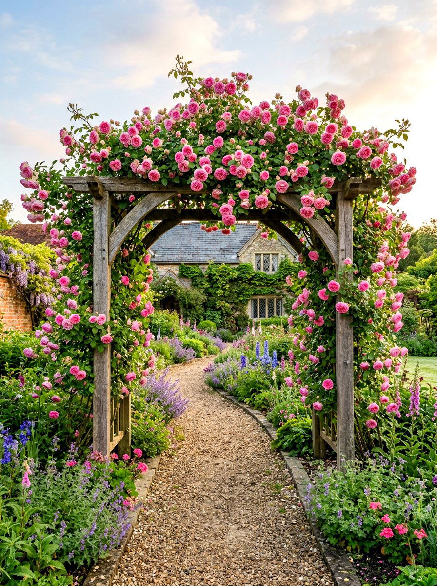 Rose Covered Arbor - 30 front arbor ideas