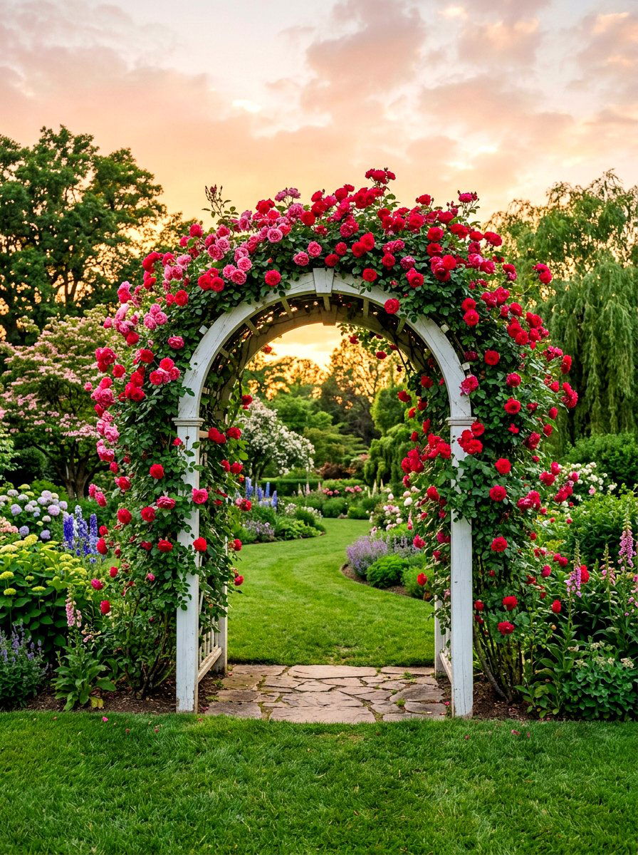 Rose Covered Arbor - 30 arbor bench ideas