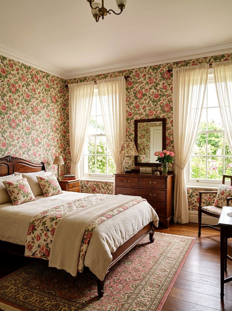 Rose Floral Wallpaper - 30 floral wallpaper bedroom ideas