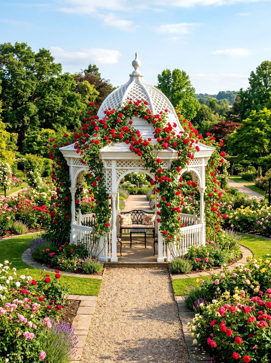 Rose Garden Gazebo - 30 backyard rose garden ideas