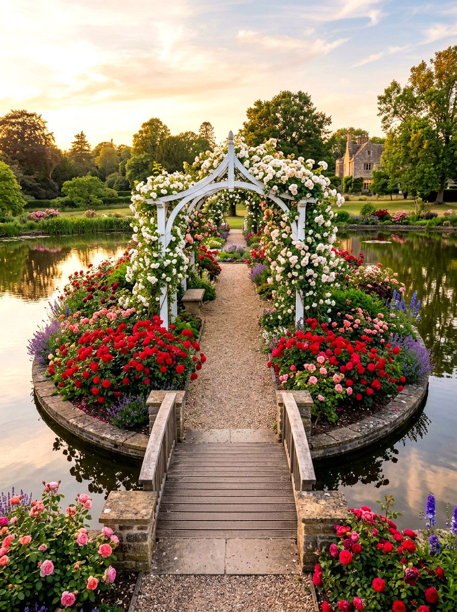 Rose Garden Island - 30 driveway island landscaping ideas