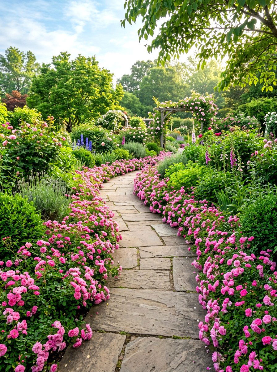 Rose Garden Path - 30 backyard rose garden ideas