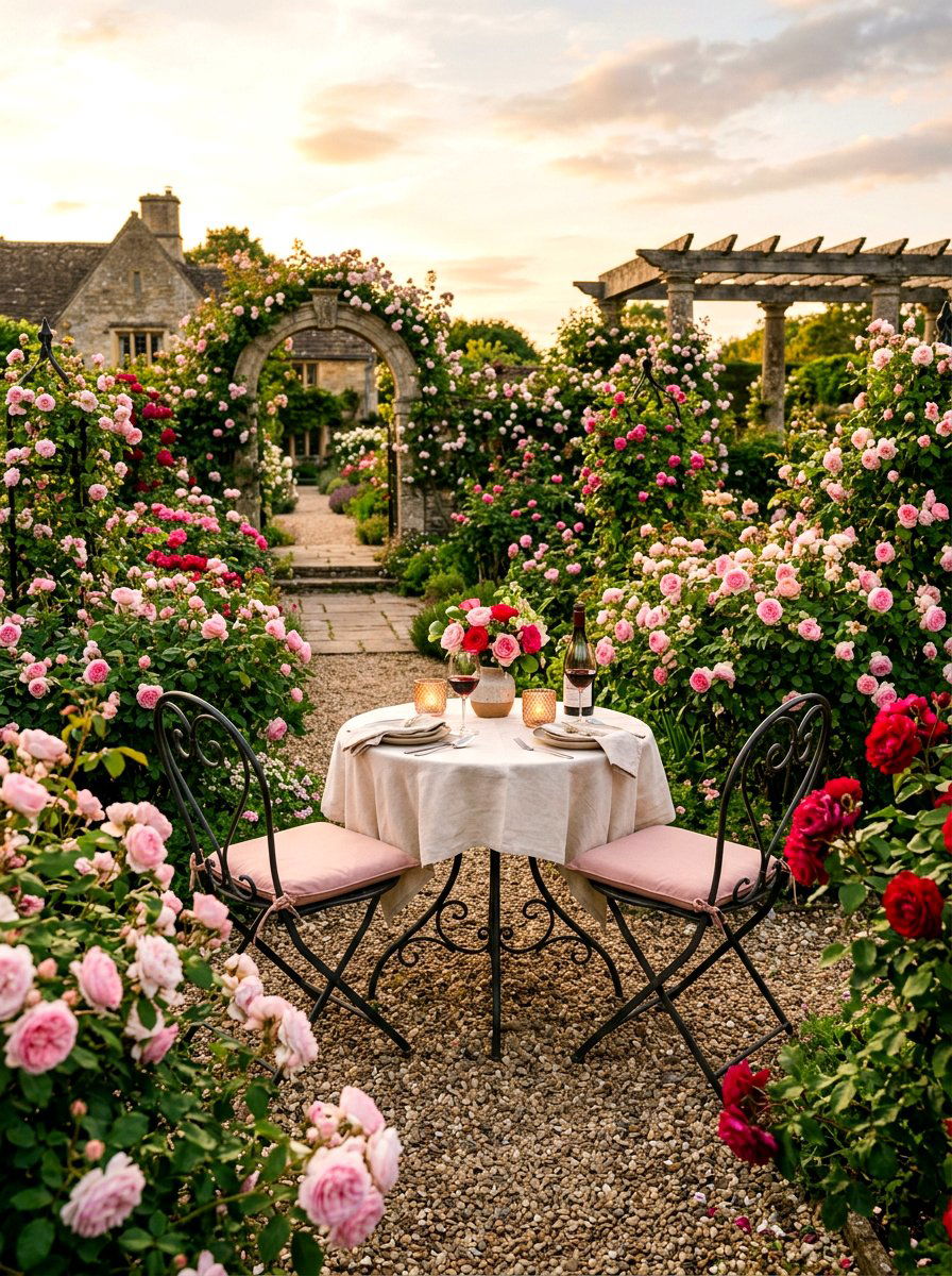 Rose Garden Romantic Dinner - 30 candlelit garden dinner ideas