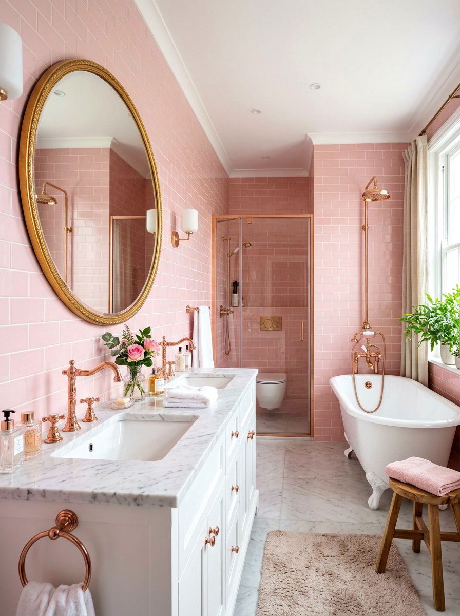 Rose Gold Bathroom - 30 bathroom hardware finish ideas