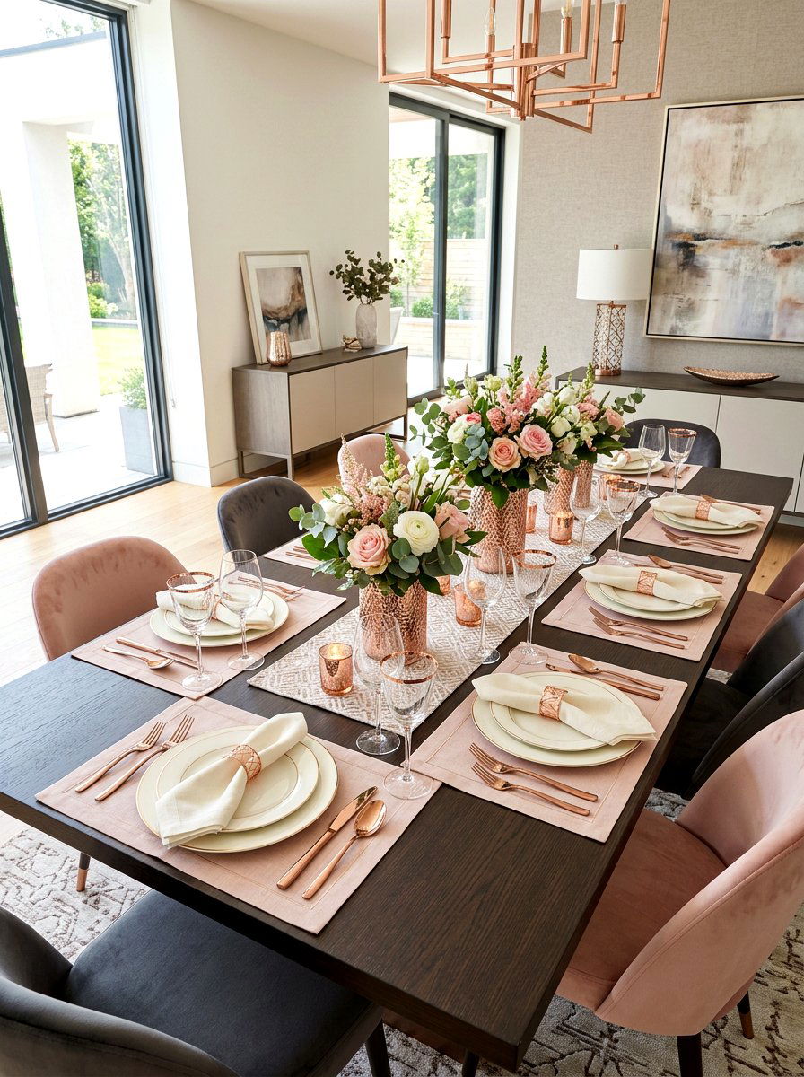 Rose Gold Dining Experience - 30 metallic holiday decor ideas